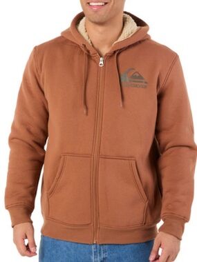 NWT Quiksilver Brown Hooded Zip-Up Jacket Sizss S